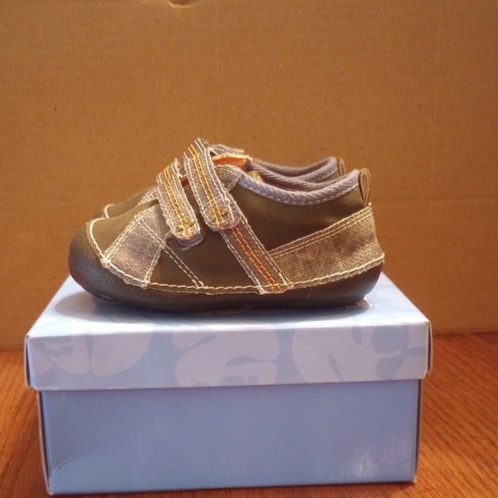 Natural Steps Baby Walker Shoes Orange and Brown Slip-On Comfort